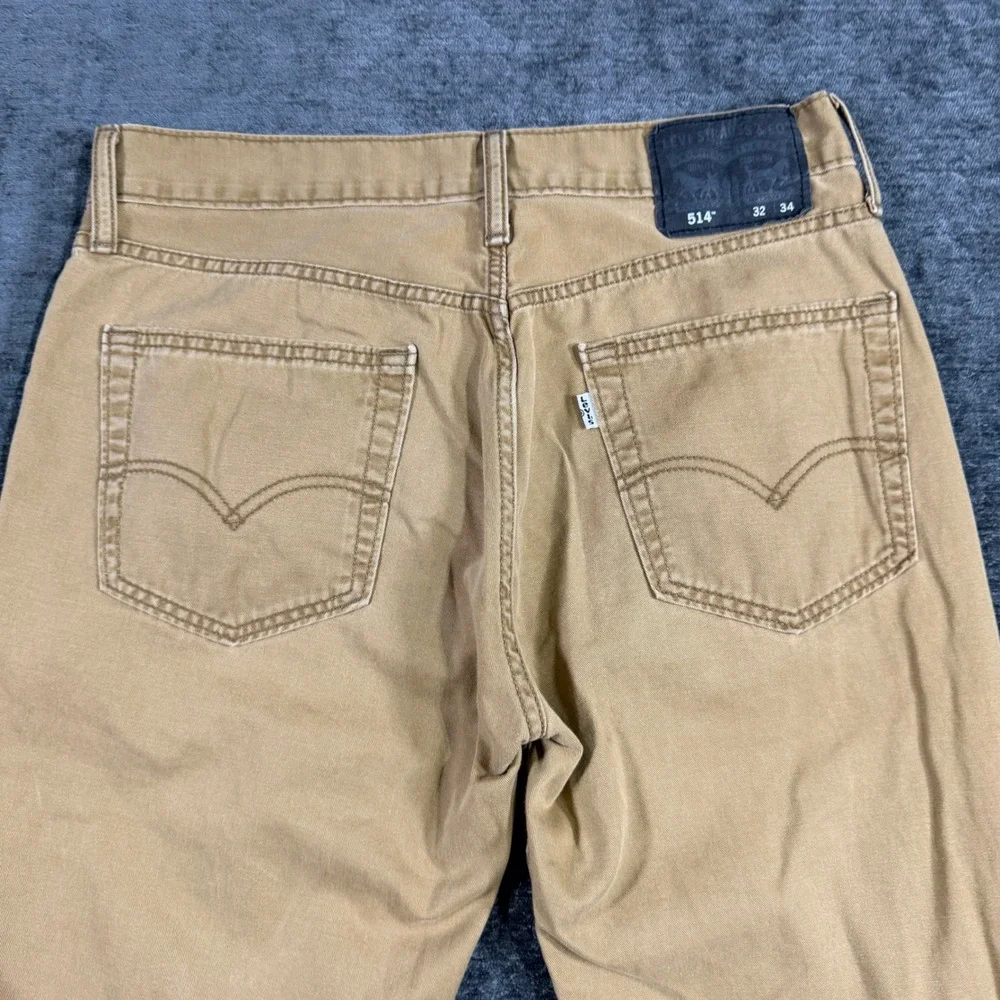 Levis 514 Straight Fit Tan Khaki Pants Mens 32x34 Cotton Blend Casual Trousers